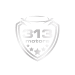 313 Motors logo - shield emblem with four-star rating, used car dealership in Oldham